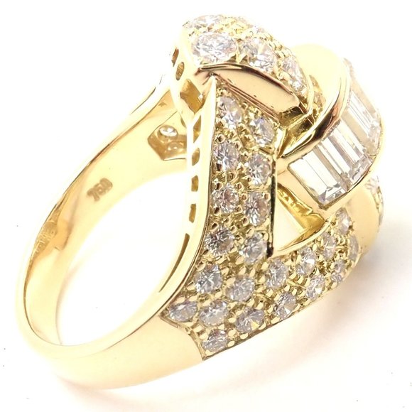 Rare! Authentic Piaget 18k Yellow Gold 3ct Diamond Cocktail Ring - Picture 3 of 9